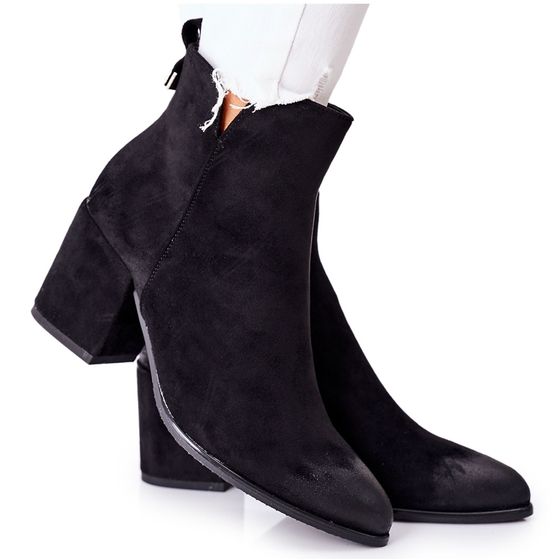 Vinceza Cizme de damă cu toc piele de căprioară neagră Carrick negru