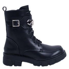 BM Cizme militare cu lanț Banks Black negru BM Cizme militare cu lanț Banks Black negru