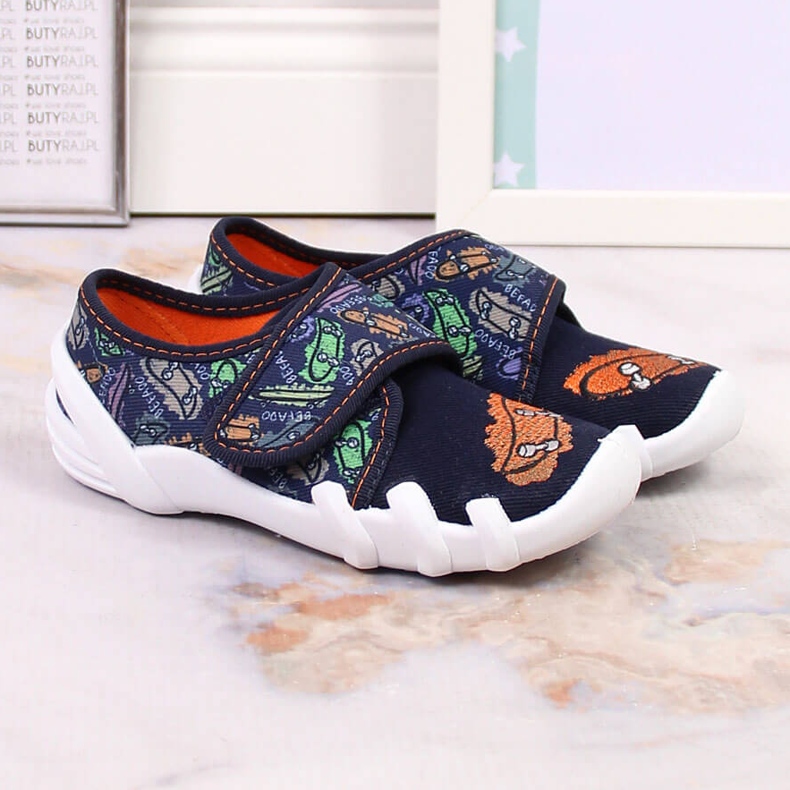 Papuci băieți cu velcro bleumarin Befado 273Y345 grenadă