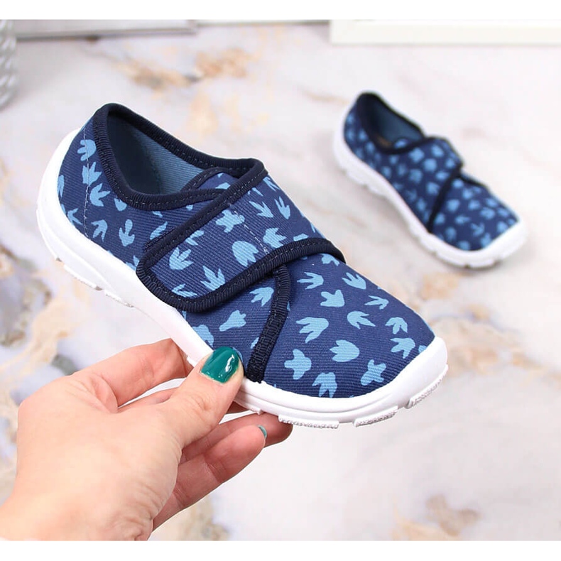 Papuci de baie pentru baieti cu velcro bleumarin Befado 974X476