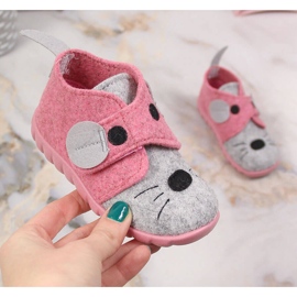 Papuci de casă pentru fete din fetru cu Velcro Befado 526P104