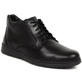Botine confortabile din piele Łukbut M LUK1806B negru