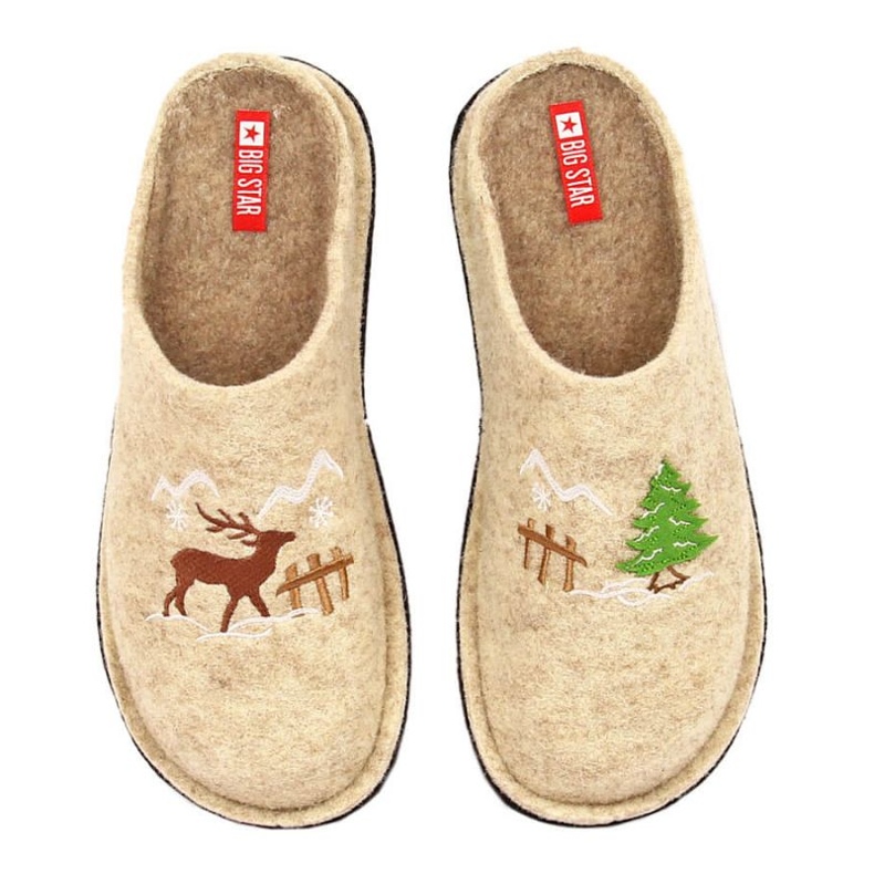 Papuci de casă din pâslă de lână Big Star INT1803A bej