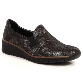 Pantofi confortabili slip-on cu benzi elastice Rieker W RKR166B negru