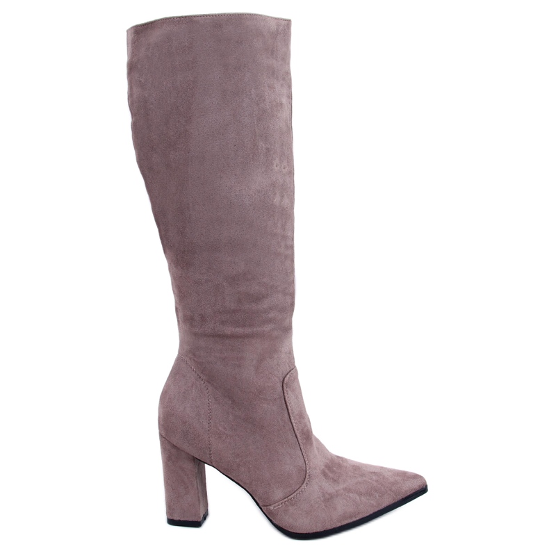 PA1 Cizme Farrah Khaki din piele intoarsa cu toc bej PA1 Cizme Farrah Khaki din piele intoarsa cu toc bej