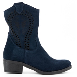 Olivier Cizme de dama ajurate cu toc inalt Angela bleumarin albastru