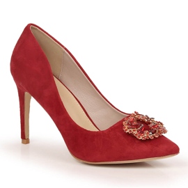 Tocuri de piele intoarsa rosii cu zirconiu cubic Sabatina 1328-1 roșu