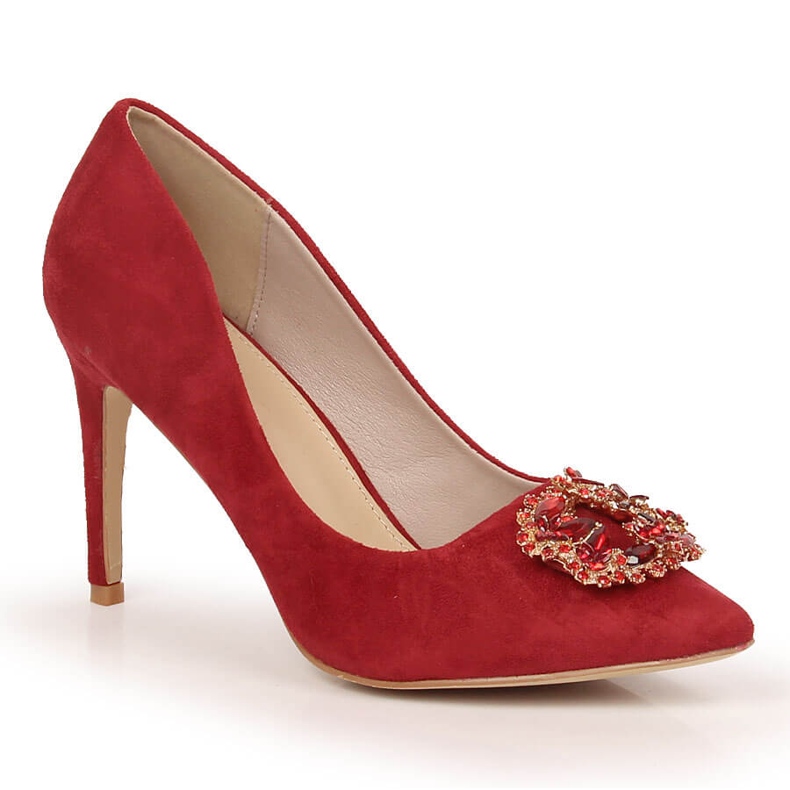 Tocuri de piele intoarsa rosii cu zirconiu cubic Sabatina 1328-1 roșu