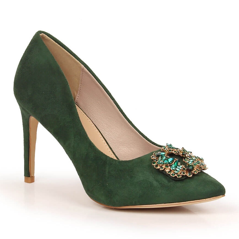 Tocuri verzi din piele intoarsa cu zirconiu cubic Sabatina 1328-1 verde