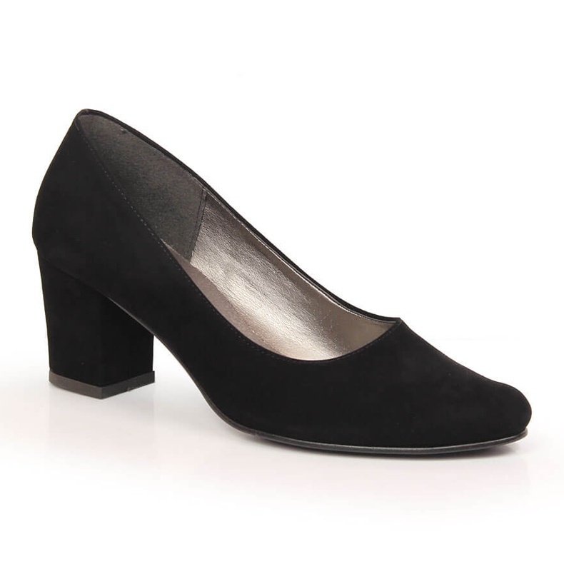 Pompe de damă din piele intoarsa neagra pe post Azali 1470 negru