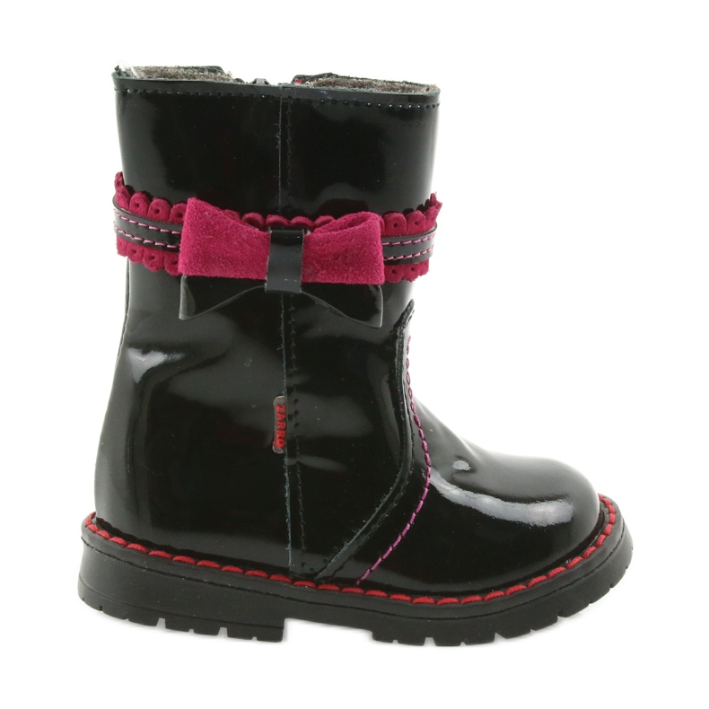 Cizme din piele vopsită 87/00 Black Pink cu un arc Zarro negru