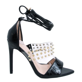 PA1 Sandale Maxine Black cu șireturi negru