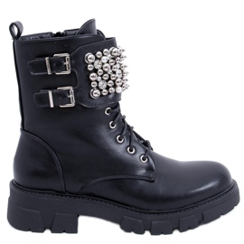 PA1 Botine Vance negre cu margele negru PA1 Botine Vance negre cu margele negru