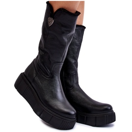 Cizme de dama din piele de lana neagra Bayla negru Cizme de dama din piele de lana neagra Bayla negru