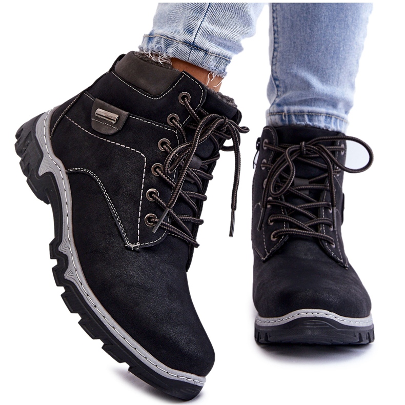 PA1 Cizme Trapper damă Warm Fermoar Negru Jake