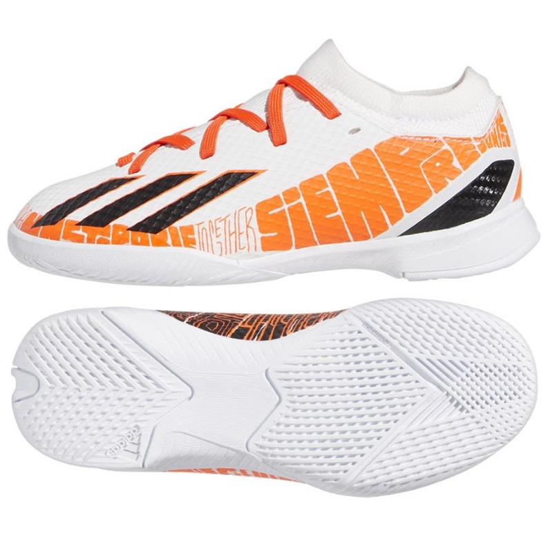 Pantofi de fotbal Adidas X Speedportal.3 Messi In Jr GW8393 alb Pantofi de fotbal Adidas X Speedportal.3 Messi In Jr GW8393 alb