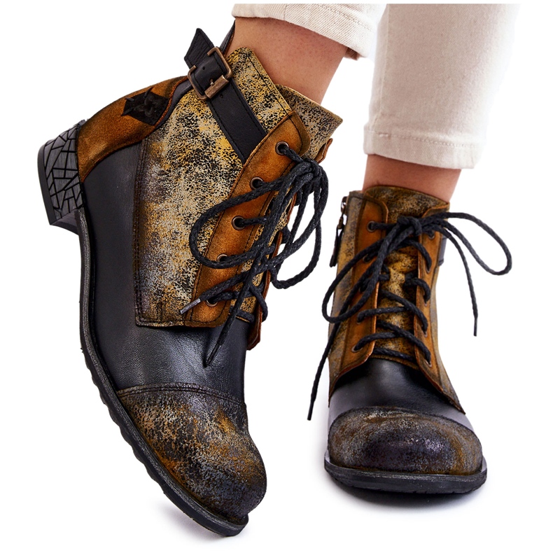 Cizme din piele de damă Pantofi Maciejka 05077-07 Galben-Negru