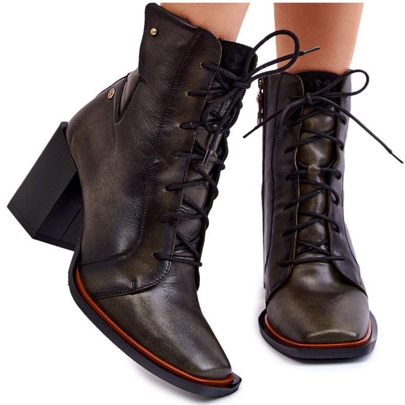 Cizme clasice din piele cu șireturi Maciejka 05667-09 Verde Cizme clasice din piele cu șireturi Maciejka 05667-09 Verde