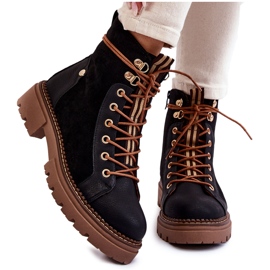 Cizme Trapper din piele intoarsa neagra Alette negru