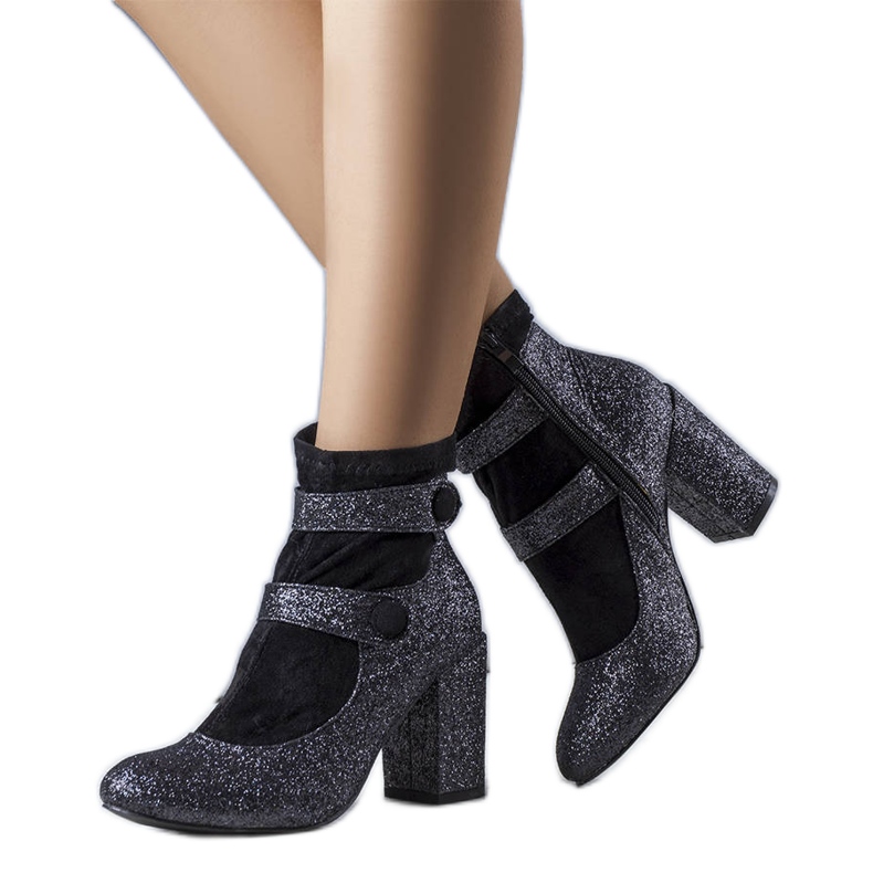 Cizme de brocart negru Orlando