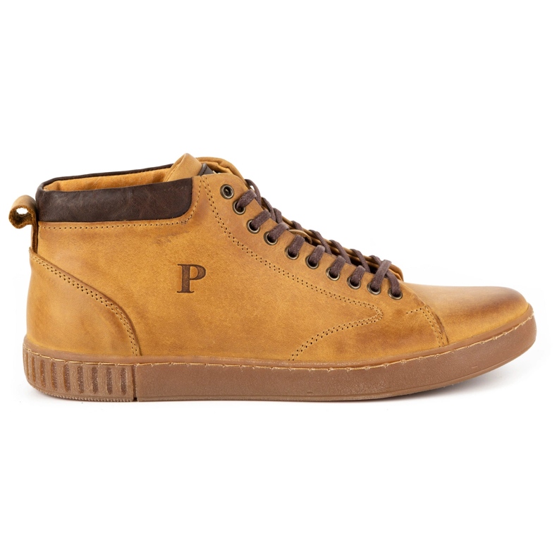 Polbut Pantofi creepers din piele pentru barbati 2108sw rosu portocale