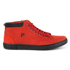 Polbut Pantofi creepers din piele pentru barbati 2108sw rosu roșu