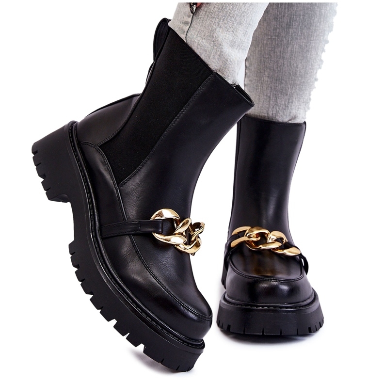 PG1 Cizme Călduțe De Damă Cu Decor Față Negru Tilda