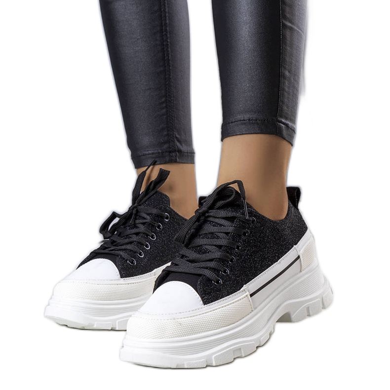 Tenisi negri cu talpă înaltă de la Callani negru