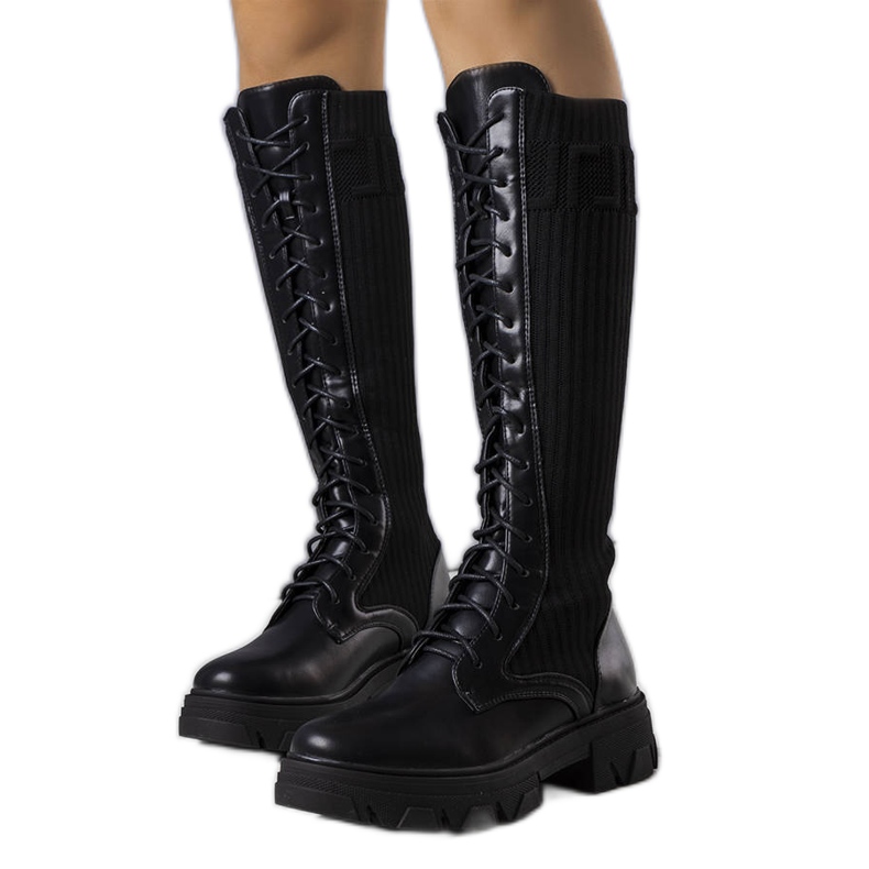 BM Cizme negre cu șireturi de la Montis negru BM Cizme negre cu șireturi de la Montis negru