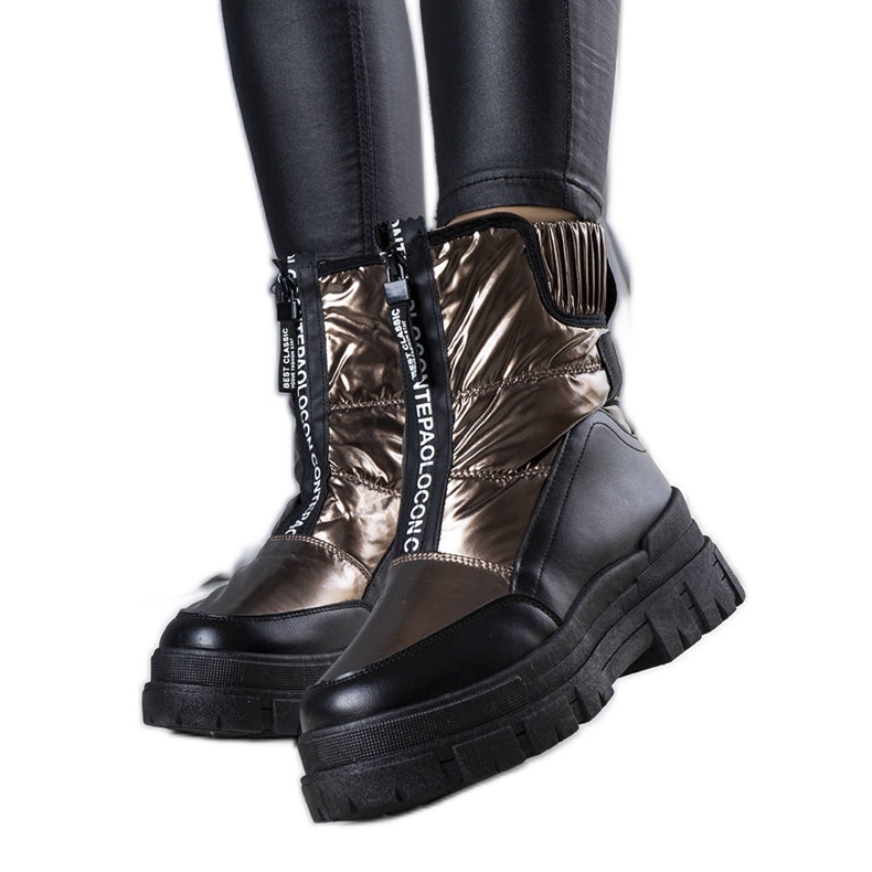 BM Cizme de zăpadă matlasate Giovanni aurii de aur