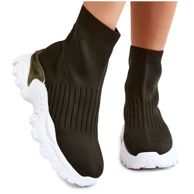 Pantofi sport cu șosete înalte de damă, Jovie, verde