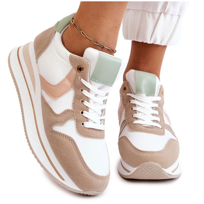 PG1 Pantofi Sport Feminin Alb Și Bej Neva PG1 Pantofi Sport Feminin Alb Și Bej Neva
