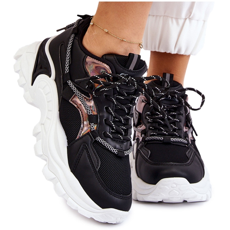 PA1 Pantofi Sport De Dama Siret Pe Platforma Neagra Minea negru