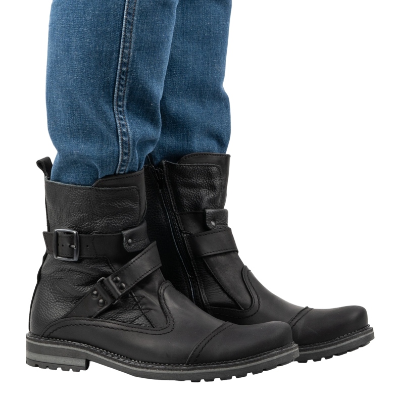 Olivier Cizme barbati piele Cizme Chelsea 82KZ negre negru