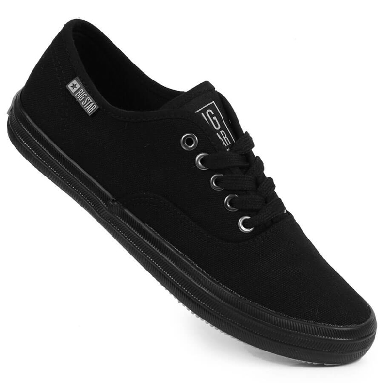 Tenisi din material textil, toți negri Big Star JJ274261 negru