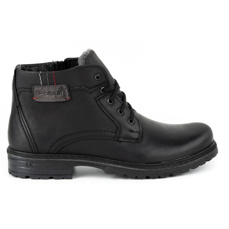 Polbut Cizme de iarnă pentru bărbați din piele J35S negre cu gri negru Polbut Cizme de iarnă pentru bărbați din piele J35S negre cu gri negru