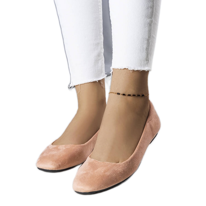 Balerini roz de piele intoarsa de la Jules