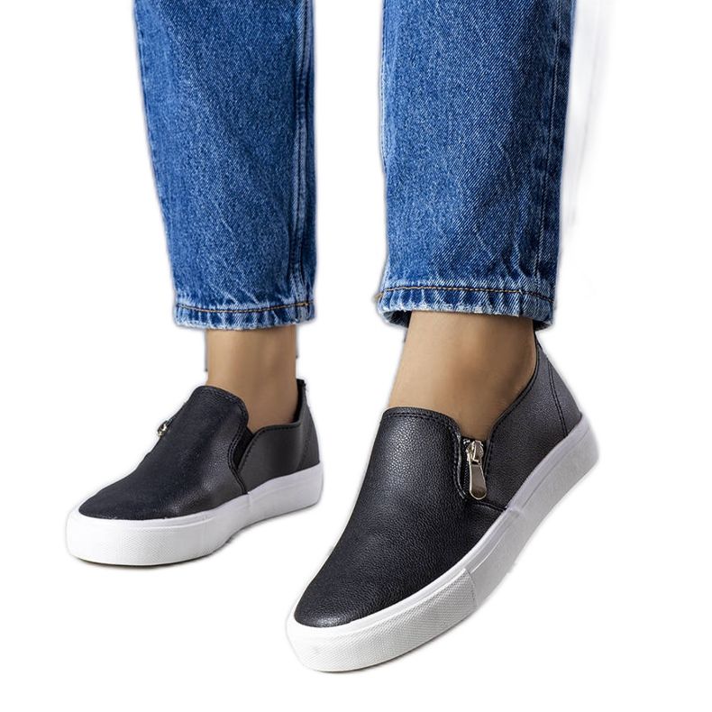 Tenisi negri din piele ecologică de la Denain negru Tenisi negri din piele ecologică de la Denain negru