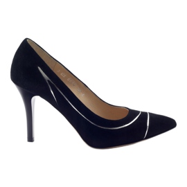 Pompe pentru stiletto pentru femei Anis 4474 negru argint