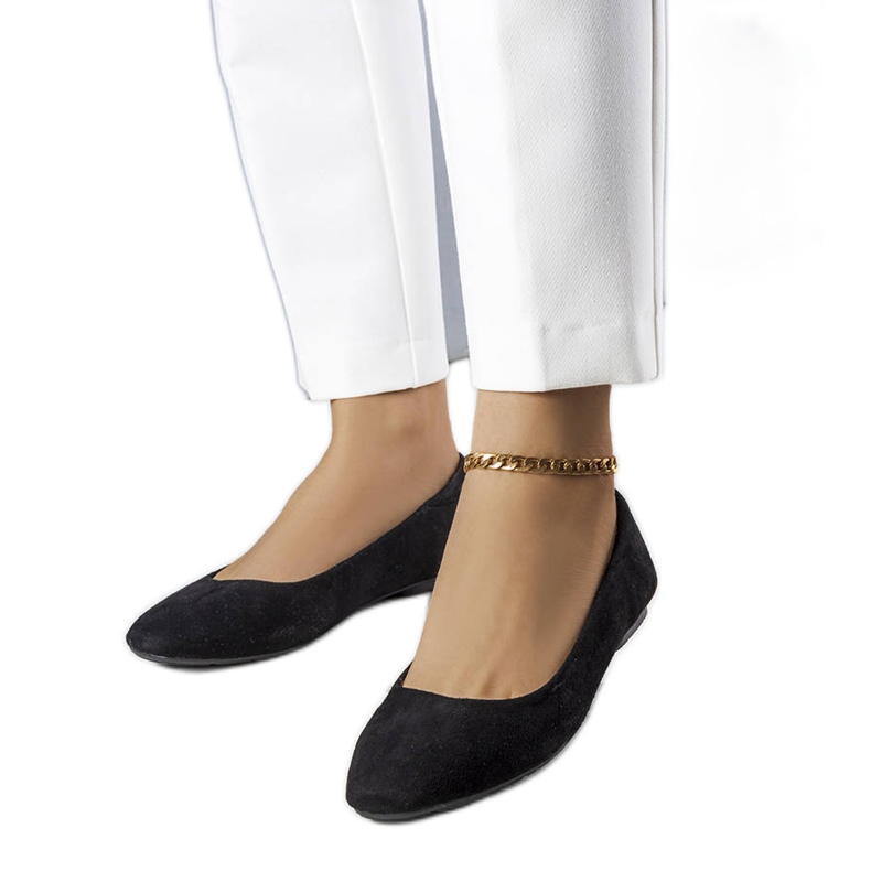 Balerini de piele intoarsa neagra de la Jules negru