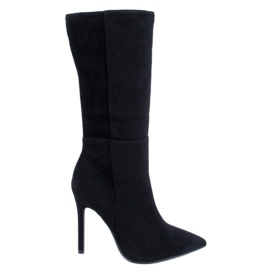 BM Cizme clasice din piele intoarsa cu toc inalt Marissa Black negru BM Cizme clasice din piele intoarsa cu toc inalt Marissa Black negru