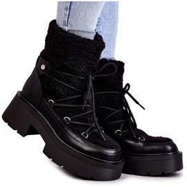 Cizme dama C-275 cizme de zapada cu piele de oaie, negre negru