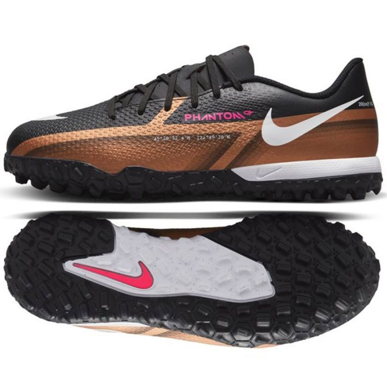 Pantofi de fotbal Nike Phantom GT2 Academy Qatar Tf Jr DR6062 810 maro, negru bej și maro