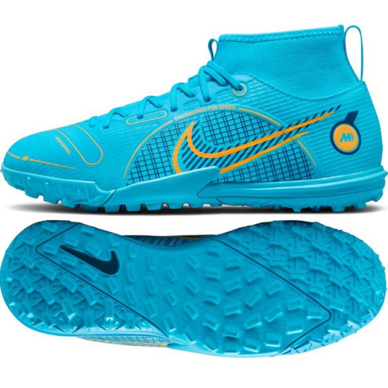 Pantofi de fotbal Nike Mercurial Superfly 8 Academy Tf Jr DJ2864 484 albastru albastru