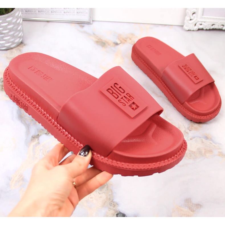 Papuci de dama cu platforma rosu Big Star LL274430 roșu