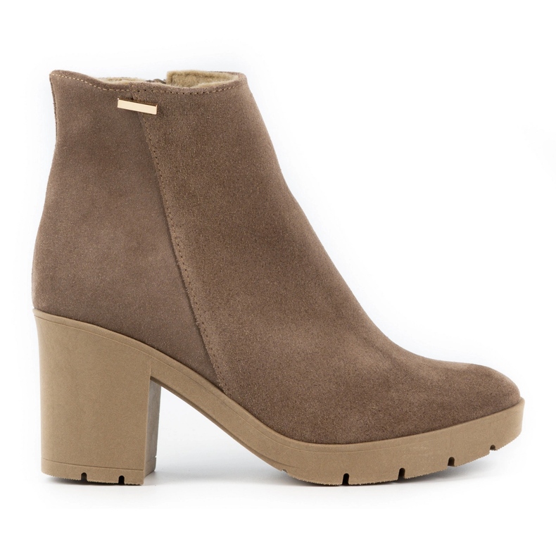 Olivier Cizme de damă Riva din piele intoarsă izolată pe un stâlp bej închis