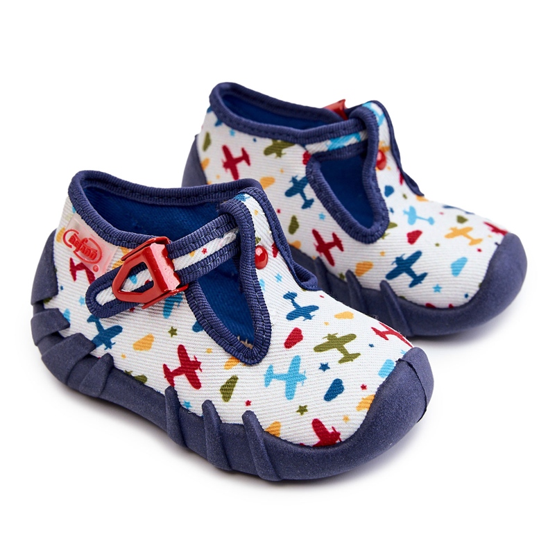 BEFADO S.A. Pantofi Papuci Befado Planes 110P463 Alb si Bleumarin albastru marin