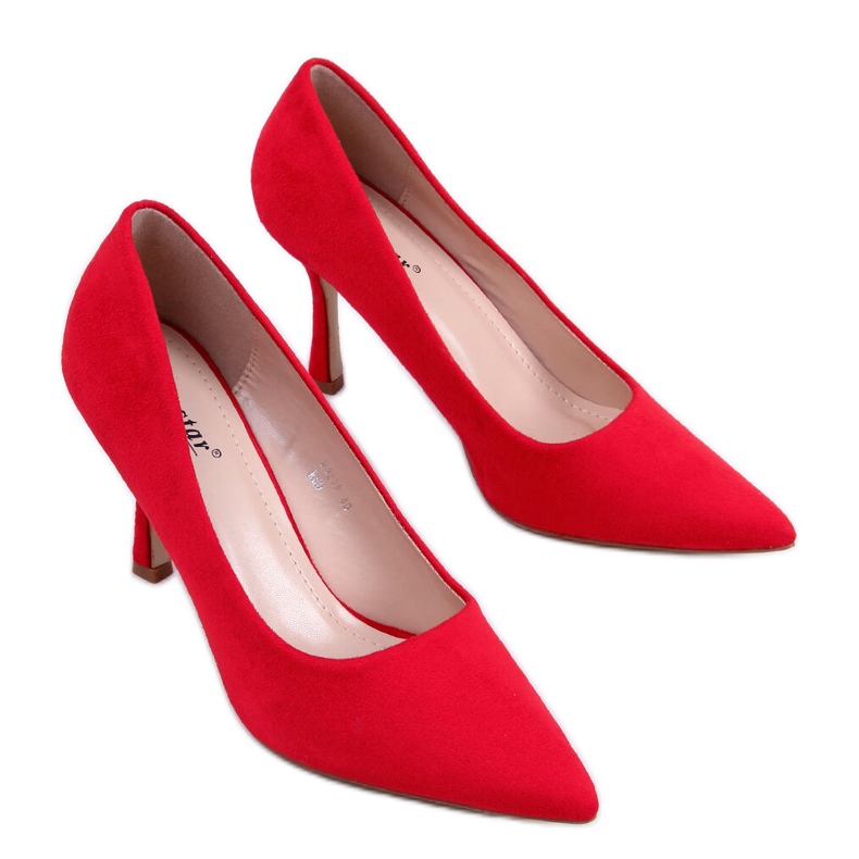 PA1 Stiletto dama din piele intoarsa Giorgia Red roșu