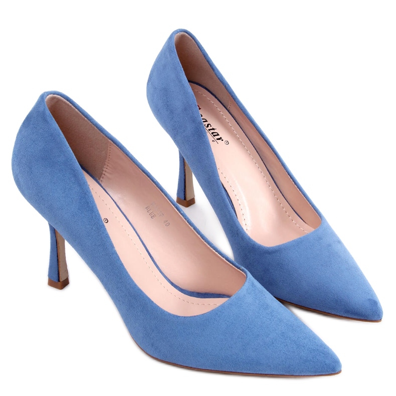 PA1 Stiletto dama din piele intoarsa Giorgia Blue albastru