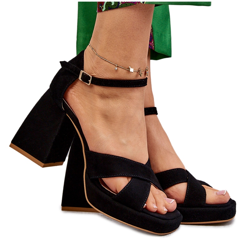 Lewski Shoes Sandale de damă din piele intoarsa cu toc inalt Leski Shoes 3221 Negru Lewski Shoes Sandale de damă din piele intoarsa cu toc inalt Leski Shoes 3221 Negru